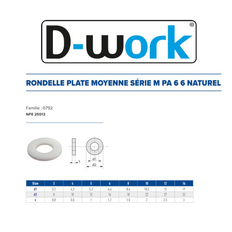 200 Rondelles NFE M6 – Polyamide, Norme NFE 25513 – Fixation Sécurisée et Durable - LENNIE