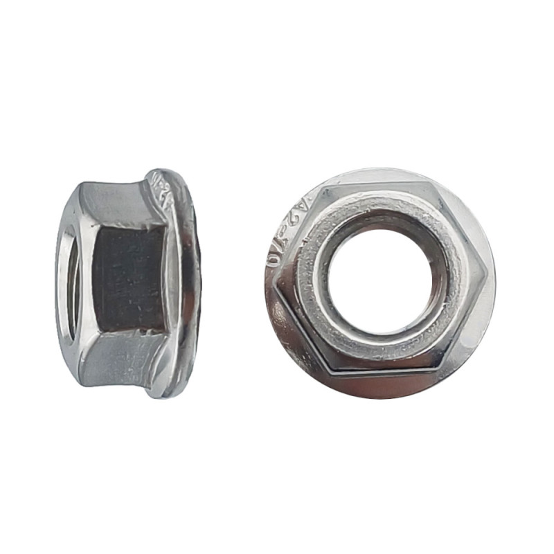 100 Écrous Embase Crantée D.10 – Inox A2, Norme DIN 6923 – Fixation Sécurisée et Durable - LENNIE