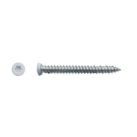 200 Vis à Béton d'Ancrage TF Torx 7.5x62 mm – Zingué Laqué Blanc – Fixation Sécurisée et Durable - LENNIE