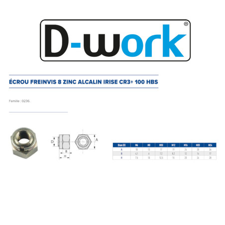 100 Écrous Freinvis M8 – Zingué CR3, Lot de 100 – Fixation Sécurisée et Durable - LENNIE