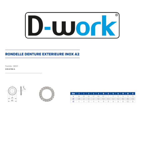 200 Ronds Dents Ext 6D – Inox A2, Norme DIN 6798 A – Résistance et Durabilité - LENNIE