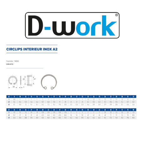100 Circlips Intérieur Ø12 mm – Inox A2, Norme DIN 472 – Fixation Sécurisée et Durable - LENNIE