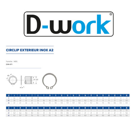 200 Circlips Extérieur Ø7 mm – Inox A2, Norme DIN 471 – Résistance et Durabilité - LENNIE