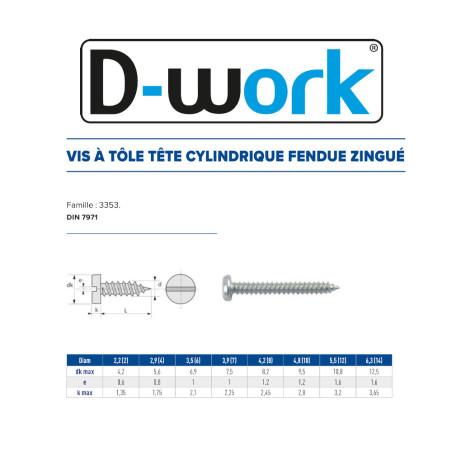 Vis Tôle 4.8x31.7 mm – Zingué Blanc, Norme DIN 7971 – Fixation Sécurisée et Durable - LENNIE