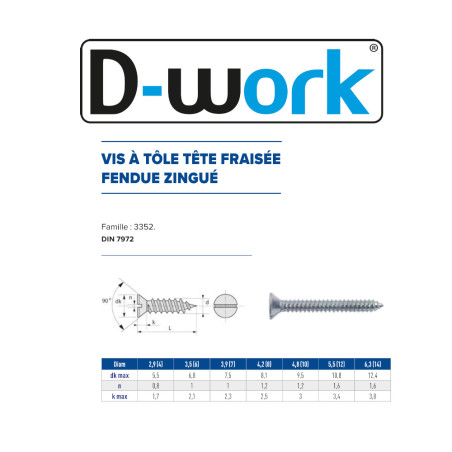 Tôle TF FD N14 6.3x254 mm – Zingué Blanc, Norme DIN 7972 – Résistance et Durabilité - LENNIE