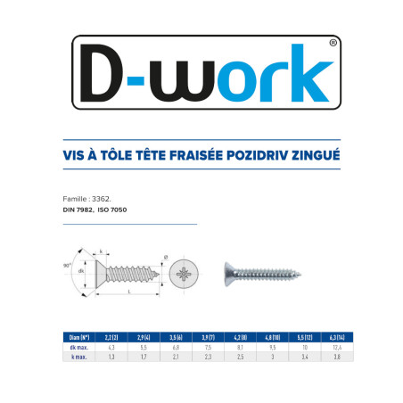 Vis à Tête Fraisée 190 mm – Acier Zingué, Norme DIN 7982 – Fixation Sécurisée et Durable - LENNIE