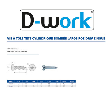 Vis à Tête Fraisée 15.9 mm – Zingué Blanc, Norme DIN 7981 – Fixation Sécurisée et Durable - LENNIE