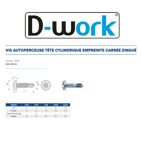 500 Vis Autoperceuses 4.2x25 mm – Zingué Blanc, Norme DIN 7504 M – Fixation Rapide et Efficace - LENNIE