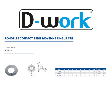 150 Rondelles de Contact M12 – Zingué CR3, Norme NFE 25511 – Fixation Sécurisée et Durable - LENNIE