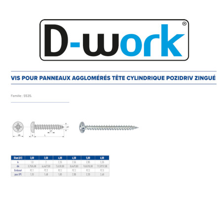 500 Vis Agglo TC Pozi 3.5x40 mm – Zingué Blanc – Fixation Sécurisée et Durable - LENNIE