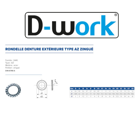 1000 Ronds Dents Extérieurs D7 – Zingué Blanc, Norme DIN 6798 – Fixation Sécurisée et Durable - LENNIE