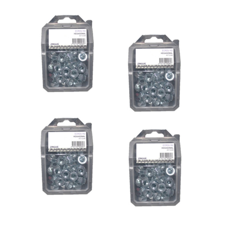4 x 100 Écrous Hu ISO 4032.8 M6 – Zingué Blanc, Norme ISO 4032 – Fixation Sécurisée et Durable - LENNIE