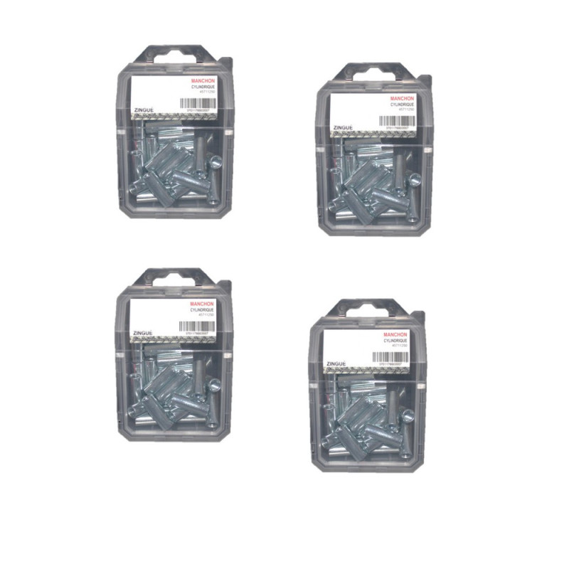 4 Coques de 25 Manchons Cylindriques 6 x 30 mm - Zingué blanc - D-Work 4 Coques de 25 Manchons Cylindriques 6 x 30 mm - Zingué blanc - D-Work