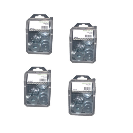 4 Coques de 100 Rondelles Plates L10 – Zingué Blanc, Norme NFE 25513 – Fixation Sécurisée et Durable - LENNIE