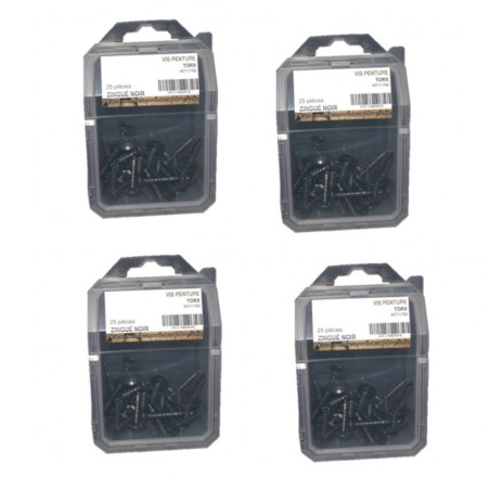 4 x 25 Vis Pent Torx 7x60 mm – Zingué Noir – Résistantes et Durables - LENNIE