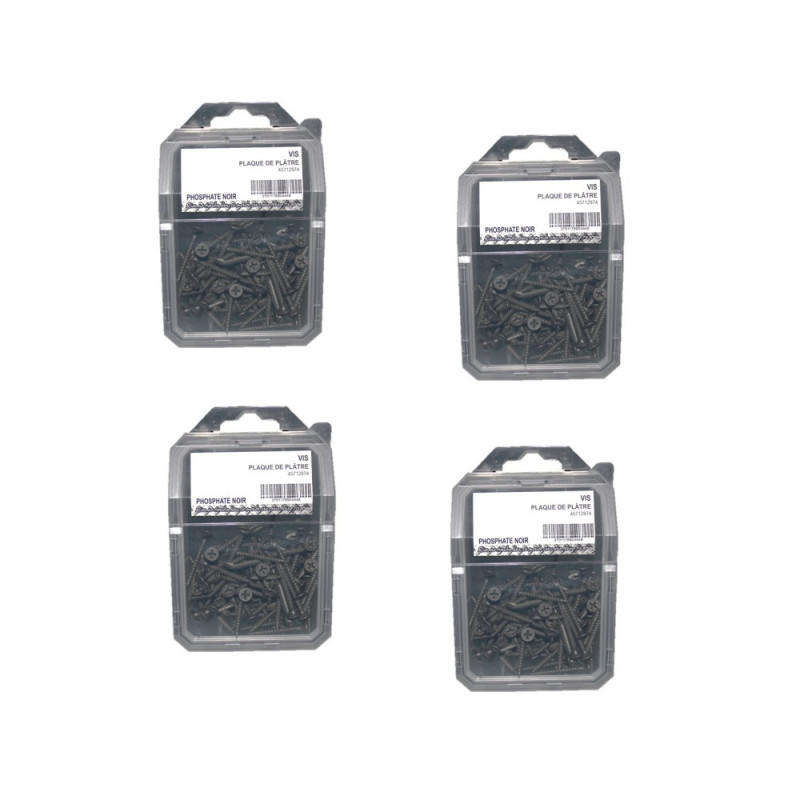 4 Coques de 100 Vis Plaque de Plâtre 45 mm – Phosphaté Noir – Fixation Sécurisée et Durable - LENNIE