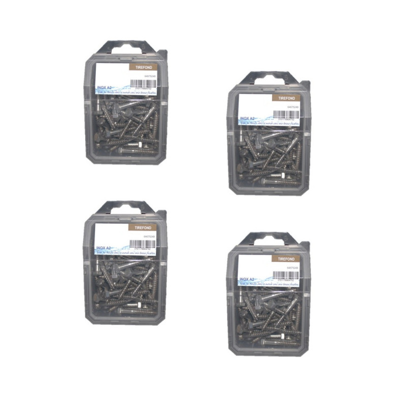 4 x 50 Tirefonds TH 6x40 – Inox A2, Norme DIN – Fixation Sécurisée et Durable - LENNIE