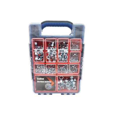 Coffret 1010 Ecrous Hexagonaux HU, Zingué blanc - D-Work