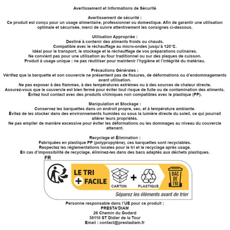 50 vaschette Micro-Wave da 800 ml con coperchio (185 x 135 x H. 68 mm) in pratico e resistente PP D-Work