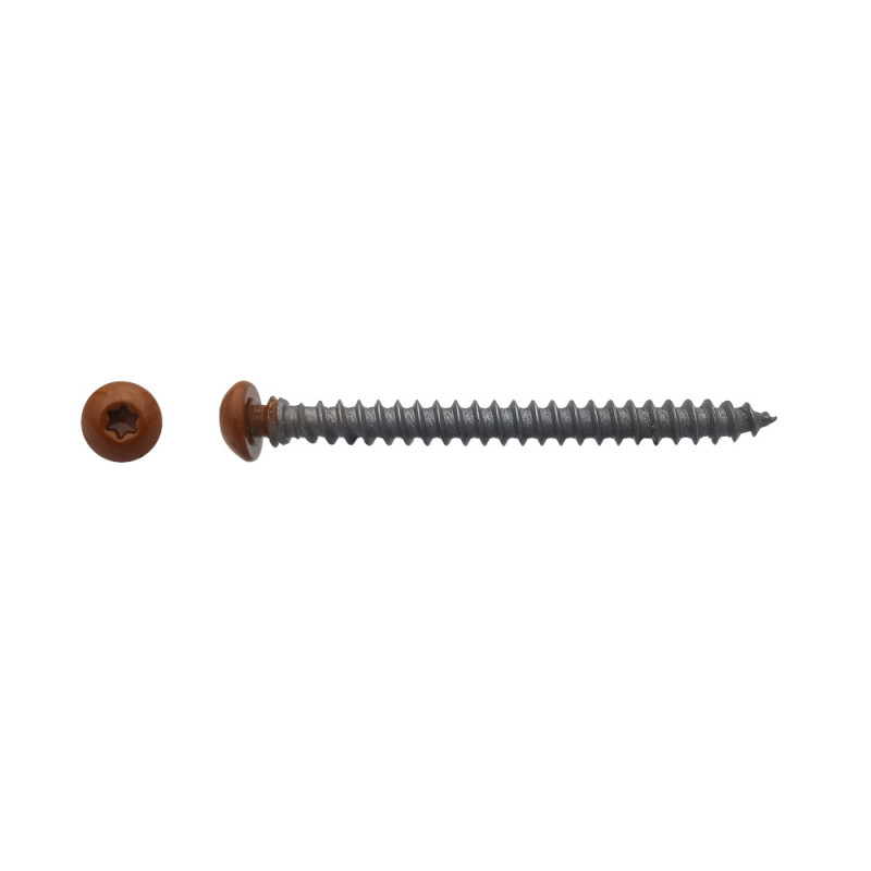 100 Vis Framex Clip TX25 6x70 mm - Laqué Marron - Fixation Solide et Esthétique - D-Work
