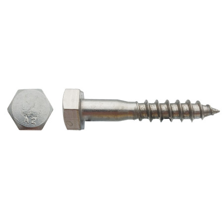 100 Tirefonds TH 7 x 60 mm – Inox A2, Norme DIN 571 – Résistance et Durabilité - LENNIE