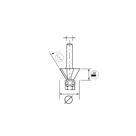 Mèche Affleureuse à Chanfreiner 10-45° HM D.30 LT 53 - Précision et Finition Parfaite - LEMAN