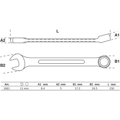 Clé Mixte 11 mm - Acier, Usage Polyvalent - Prise Ferme et Durable, Pro - D-Work