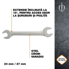 Clé Plate 24 x 27 mm - Acier, Usage Polyvalent, Pro - D-Work