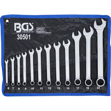 Jeu de Clés Mixtes 6-22 mm - 12 pcs - Acier Résistant et Précision Professionnelle - D-Work