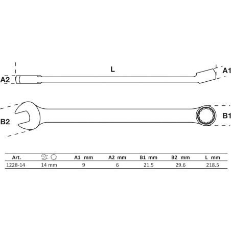 Clé Mixte Extra Longue 14 mm - Acier Résistant - Précision et Confort d Utilisation - BGS