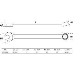 Clé Mixte Extra Longue 17 mm - Acier Résistant - Précision et Confort d Utilisation - BGS