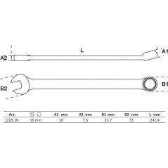Clé Mixte Extra Longue 16 mm - Acier Résistant - Précision et Confort d Utilisation, Zones Difficiles - D-Work
