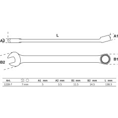 Clé Mixte Extra Longue 7 mm - Acier Résistant - Précision et Durabilité - BGS