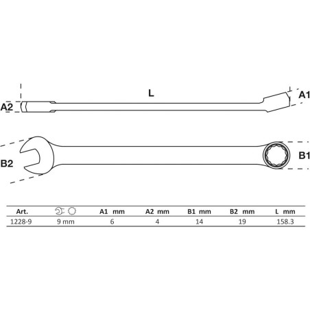 Clé Mixte Extra Longue 9 mm - Acier Résistant - Précision et Durabilité - BGS