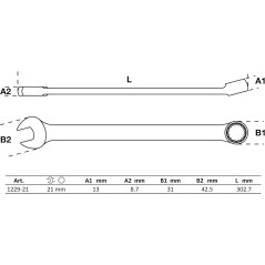 Clé Mixte Extra Longue 21 mm - Acier Résistant - Précision et Confort d Utilisation - BGS
