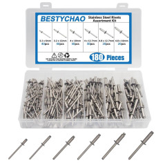 Assortiment de Rivets Pop 150 Pièces - Acier, Ø3.2 à 4.8 mm - Fixation Solide et Polyvalente - BGS