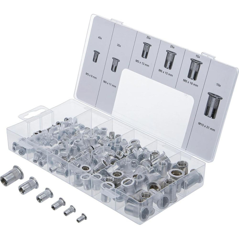 Assortiment d Écrous Rivets Aluminium 150 Pièces - Léger et Résistant - - BGS
