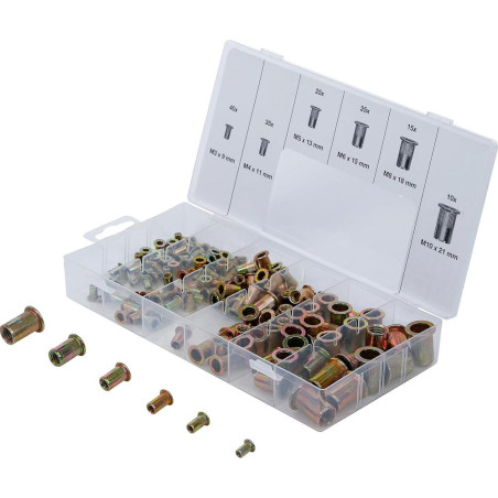 Assortiment d Écrous Rivets Acier Galvanisé - 150 pcs - Résistants et Durables, Pro - D-Work