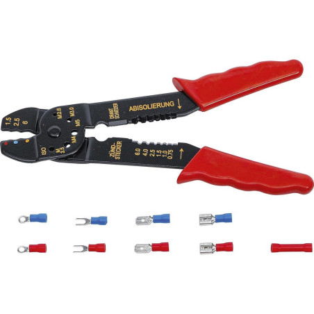 Pince à Sertir 200 mm - Assortiment 61 pcs de Cosses de Câble - Précision et Polyvalence - Acier - D-Work
