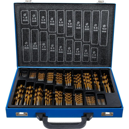 Jeu de Forets HSS 170 pcs 1-10 mm - Traitement Nitrure de Titane - Performance et Durabilité, Acier - D-Work