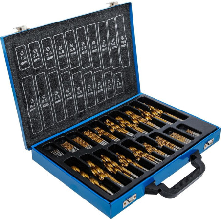 Jeu de Forets HSS 170 pcs 1-10 mm - Traitement Nitrure de Titane - Performance et Durabilité, Acier - D-Work