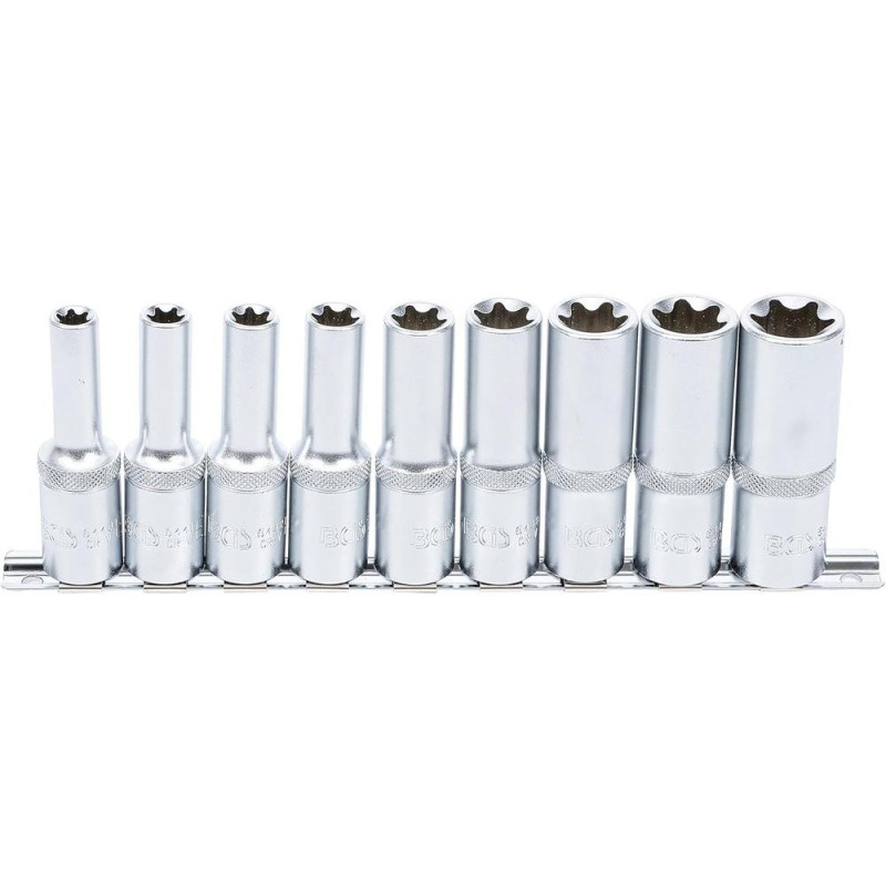 Jeu de Douilles Profil E Longues 12,5 mm (1/2) E10 - E24 - 9 pcs - Précision et Durabilité, Acier - D-Work Jeu de Douilles Profil E Longues 12,5 mm (1/2) E10 - E24 - 9 pcs - Précision et Durabilité, Acier - D-Work