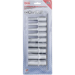 Jeu de Douilles Profil E Longues 12,5 mm (1/2) E10 - E24 - 9 pcs - Précision et Durabilité, Acier - D-Work