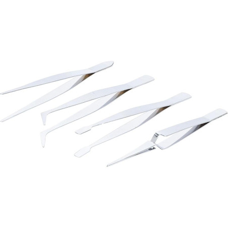 Jeu de Pincettes 4 pcs 105-120 mm - Précision et Polyvalence, Pro - Acier Inoxydable - D-Work