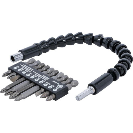 Jeu d Embouts à Axe Flexible 6,3 mm (1/4) - 11 pcs - Polyvalent et Pratique pour Visser en Angles Difficiles - D-Work