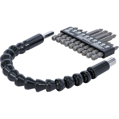 Jeu d Embouts à Axe Flexible 6,3 mm (1/4 ) - 11 Pièces - Polyvalent et Pratique pour Visser en Angles Difficiles - BGS