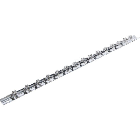 Rail pour Douilles 15 Clips 6,3 mm (1/4 ) - Acier, Fixation Pratique et Sécurisée - BGS