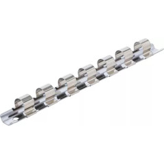 Rail pour Douilles 15 Clips 6,3 mm (1/4 ) - Acier, Fixation Pratique et Sécurisée - BGS