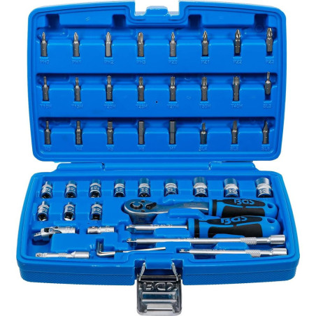 Coffret de Douilles 6,3 mm (1/4) 46 pcs - Outils Complets et Polyvalents, Pro - Acier Résistant - D-Work