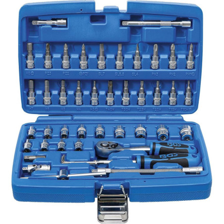 Coffret de Douilles 6,3 mm (1/4) 46 pcs - Polyvalence et Praticité, Pro, Acier Résistant - D-Work